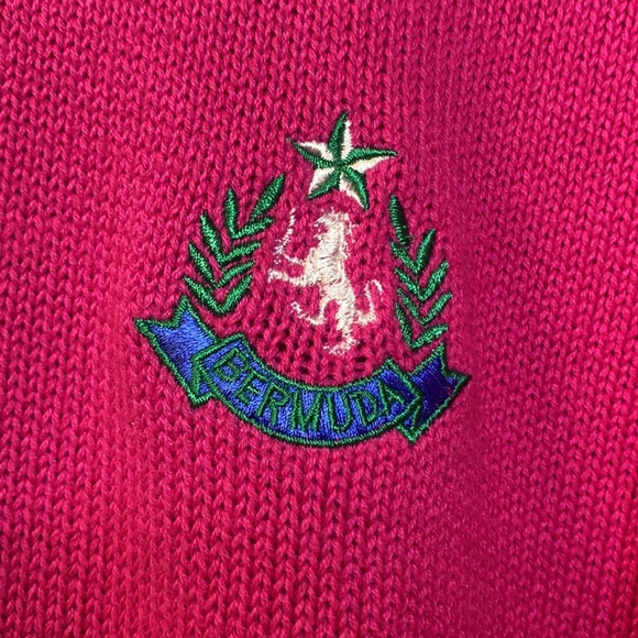 Vintage 80s Triminghams Bermuda 100% Cotton Pink Sweater SZ L Embroidered EUC - Picture 3 of 5